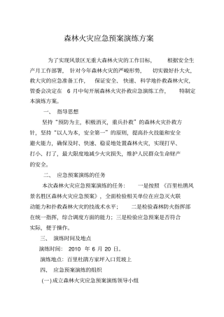 森林火灾应急预案演练方案