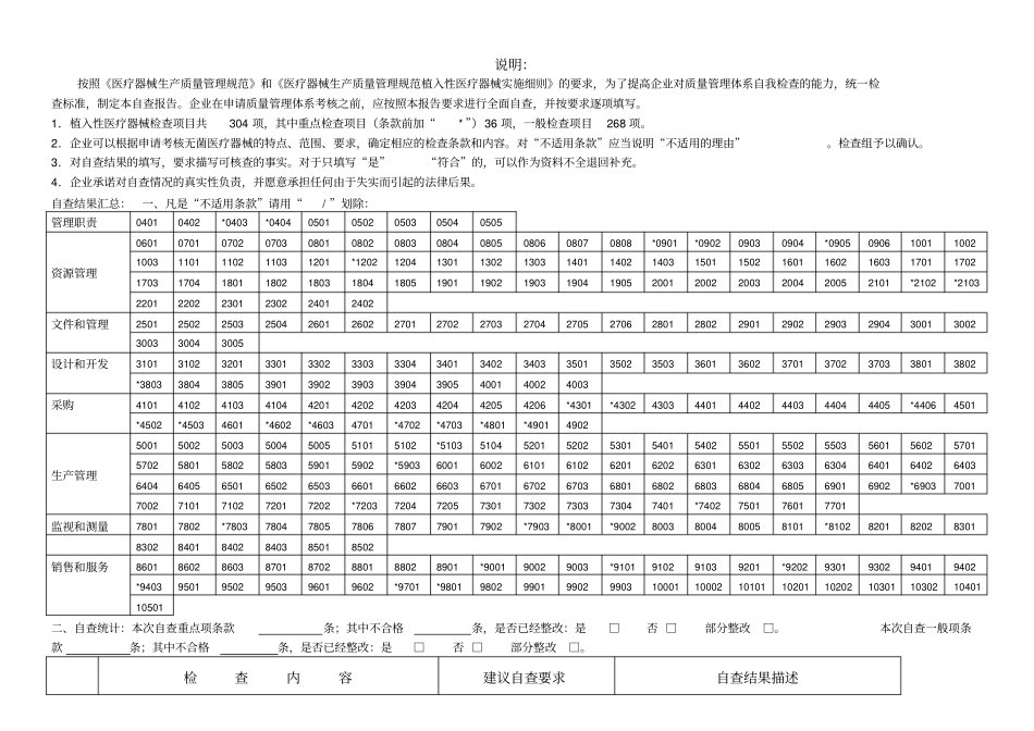 植入性医疗器械生产质量管理规范自查报告_第2页