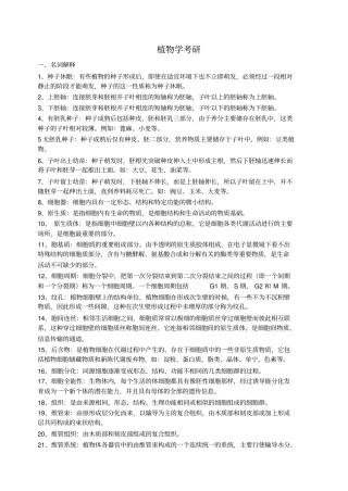 植物学考研精心整理包含几乎所有知识点