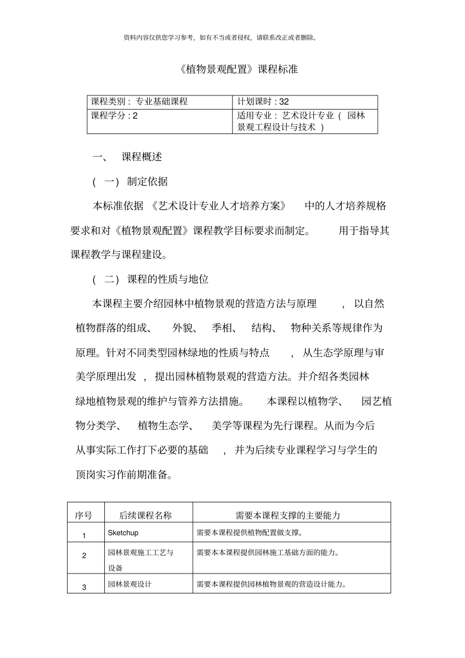 植物景观配置课程标准样本_第1页