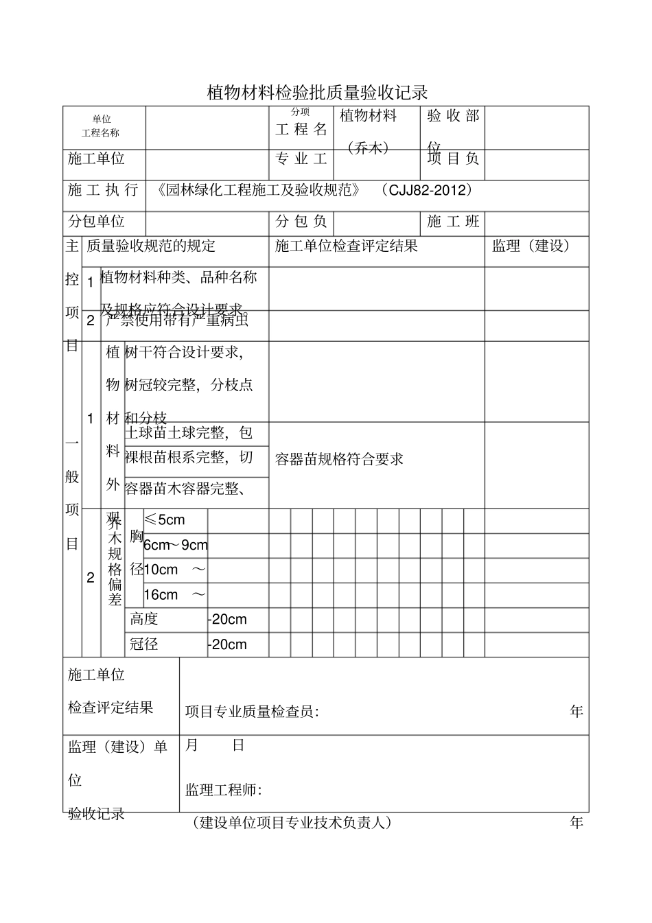 植物材料检验批质量验收记录_第1页