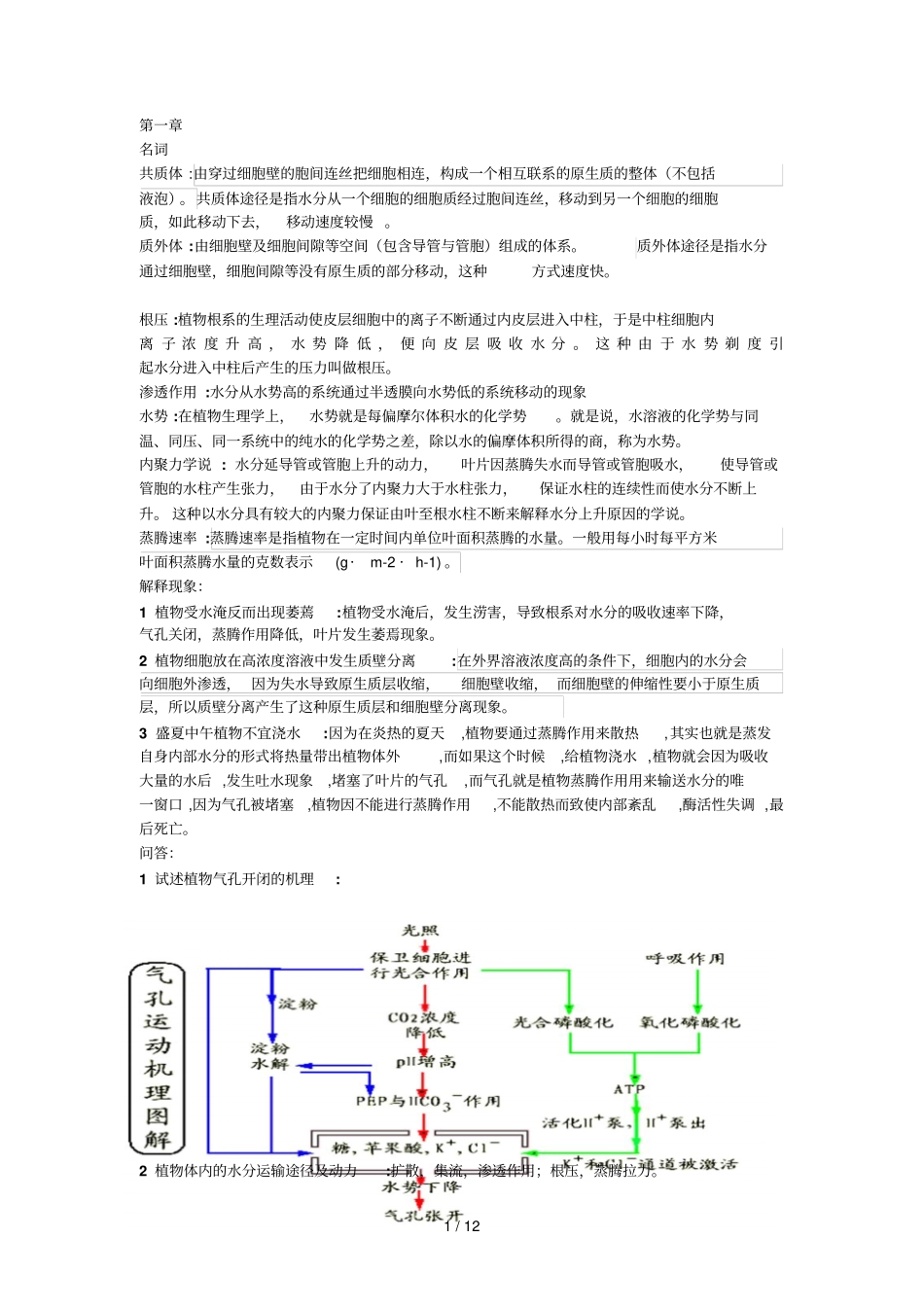 植物生理学知识整理_第1页