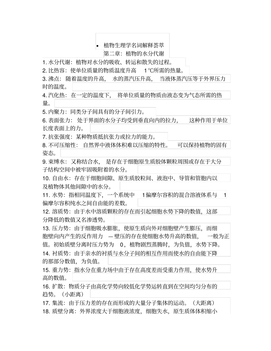 植物生理学精简名称解释汇总_第1页