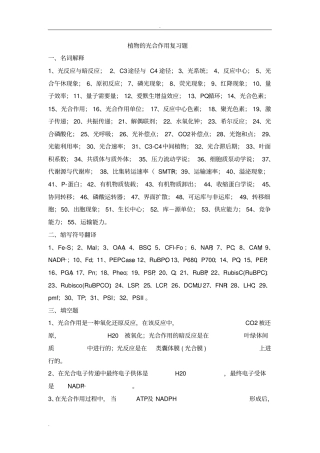植物的光合作用复习题