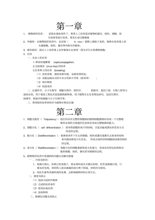 植物组织培养知识点归纳教学提纲