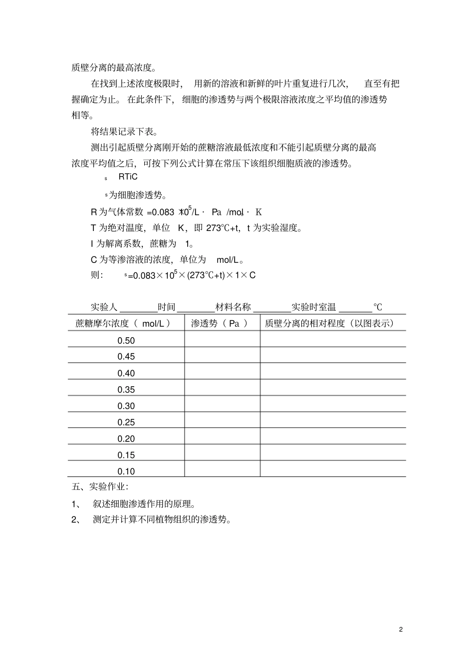 植物组织渗透势的测定质壁分离法_第2页