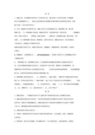 植物细胞工程复习资料