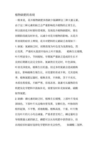 植物缺肥的表现