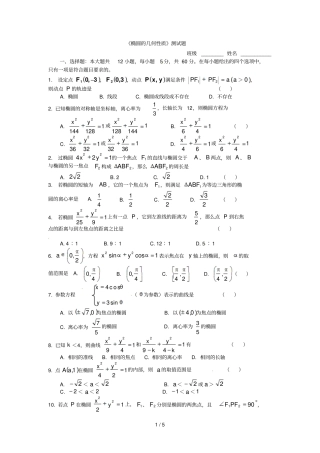 椭圆几何性质测试题