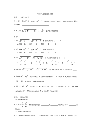 椭圆典型题型归纳学生版