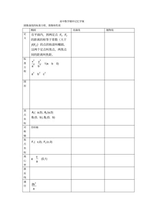 椭圆双曲线抛物线公式性质表