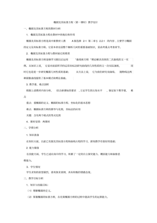 椭圆及其标准方程讲解