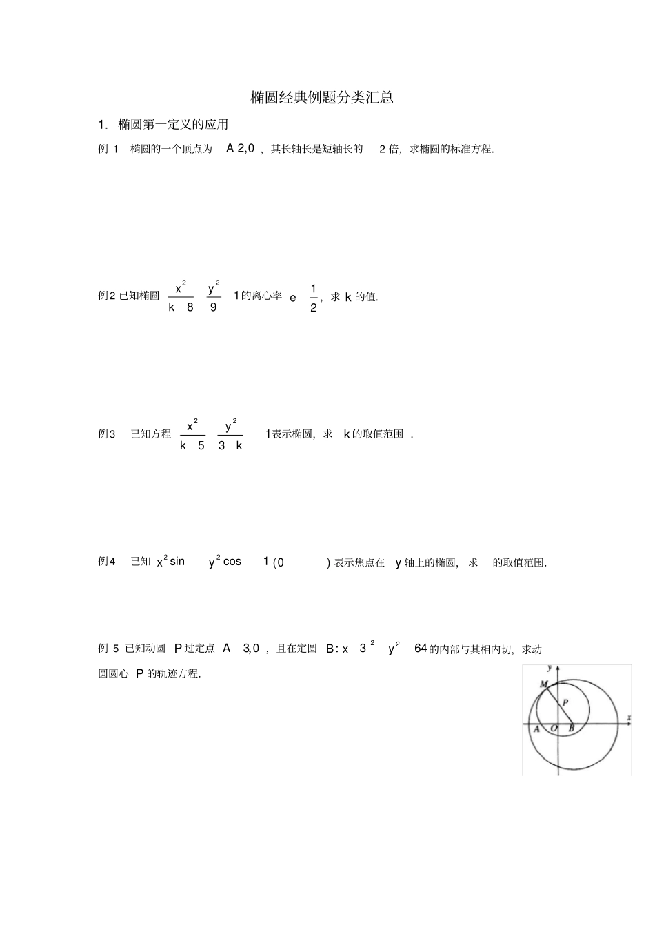 椭圆各类题型分类汇总_第1页
