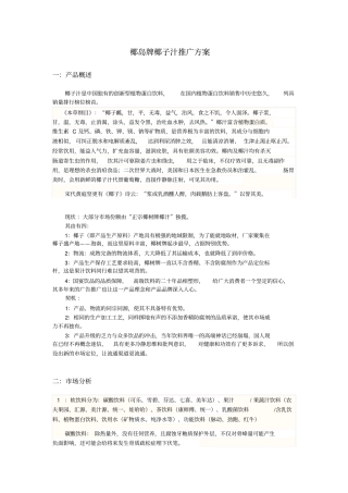 椰岛牌椰子汁推广的方案