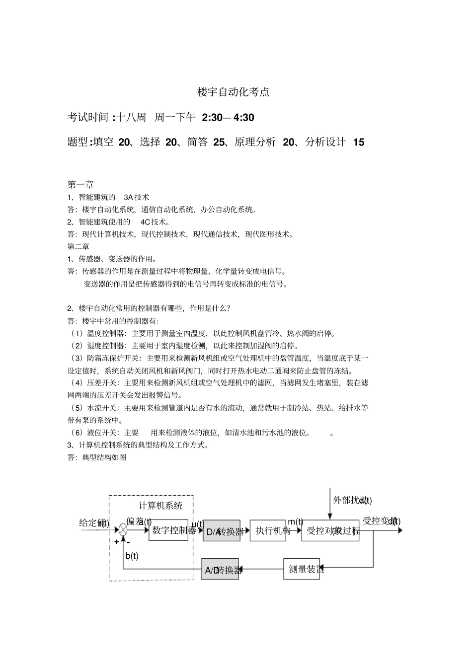 楼宇自动化重点答案_第1页