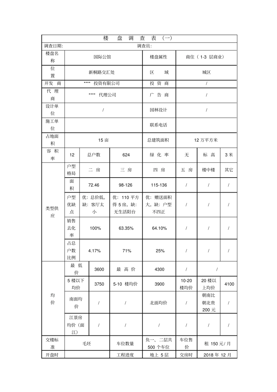 楼盘场调查表_第1页