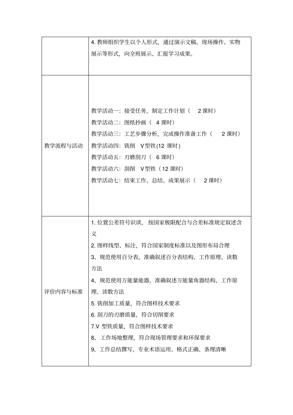 模具制造专业零件的加工学习任务设计方案V形铁制作学习任务设计方案资料_第3页