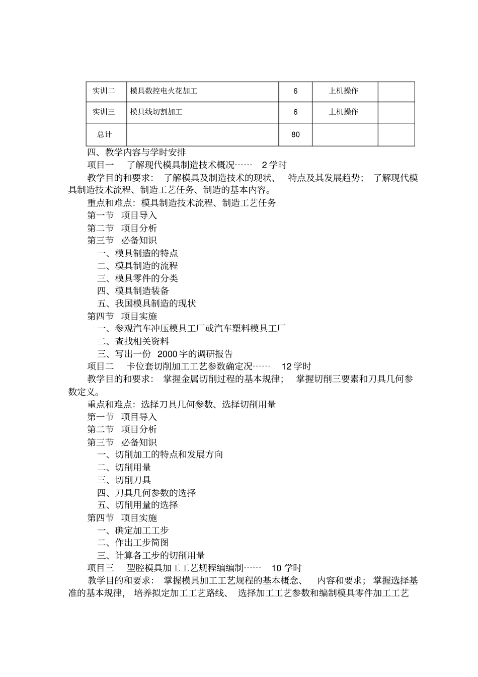 模具制造工艺教学大纲_第2页