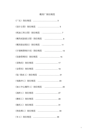 模具厂职务描述岗位职责说明书