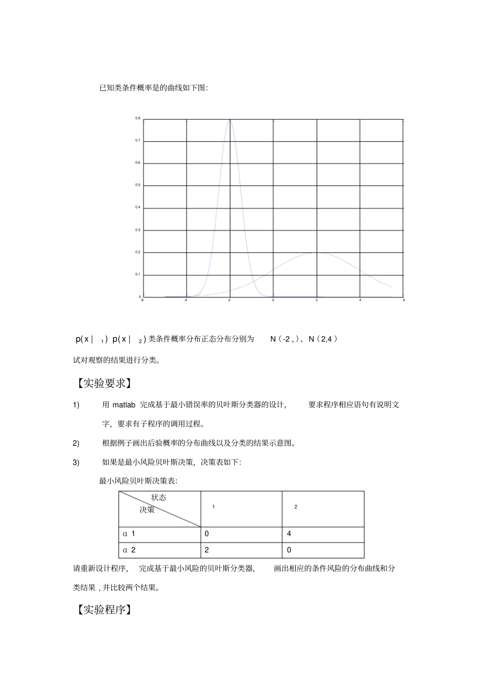 模式识别试验报告-试验一Bayes分类器设计_第2页