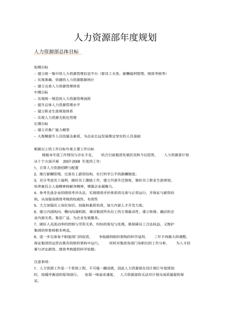 模拟人力资源规划方案