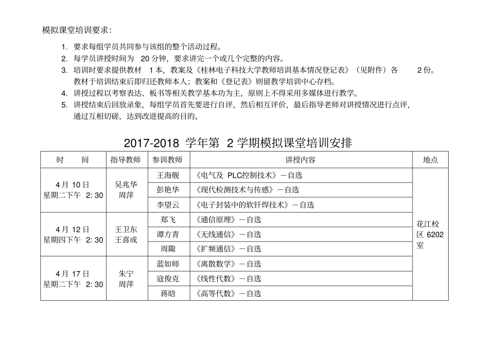 模拟课堂培训要求_第1页