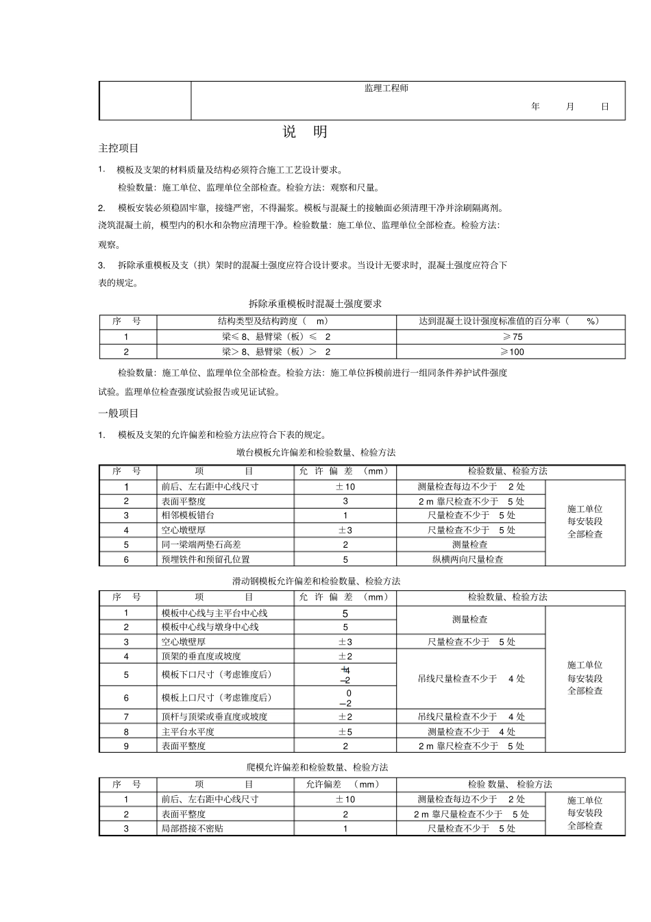 模板及支架检验批质量验收记录表完成_第2页