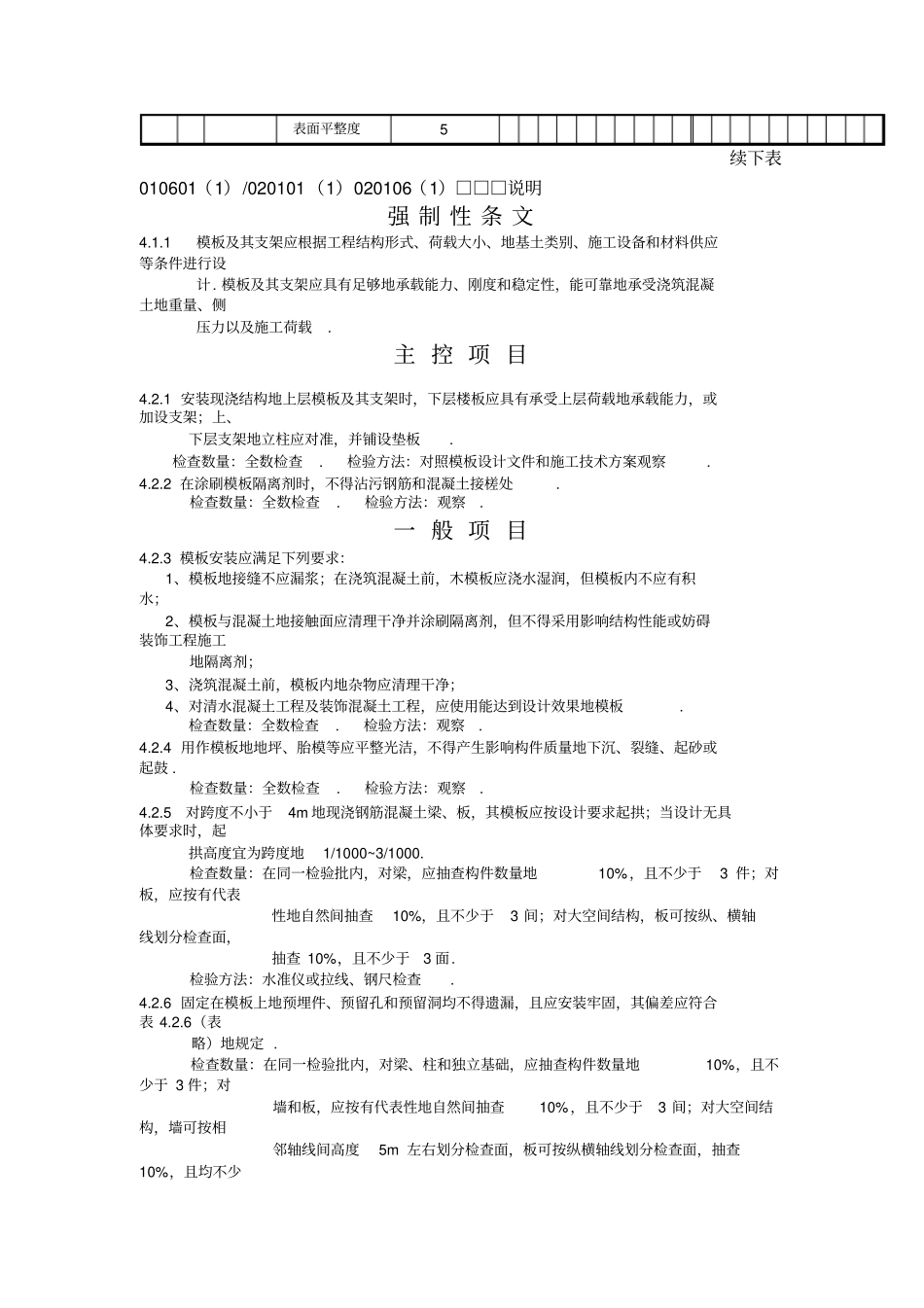 模板安装含预制构件工程检验批质量验收记录整理_第2页