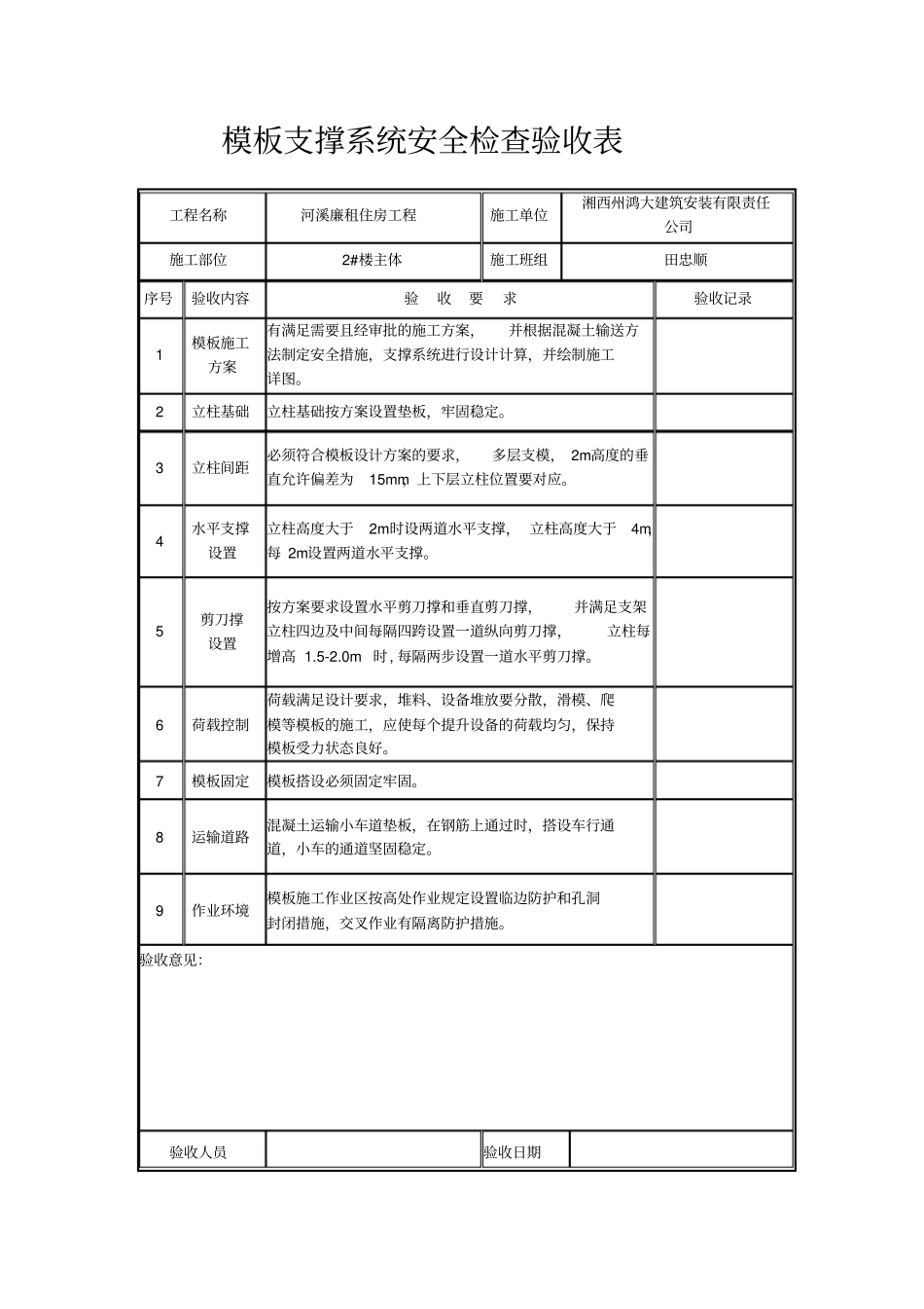模板支撑系统安全检查验收表_第2页