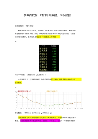 横截面数据、时间序列数据、面板数据