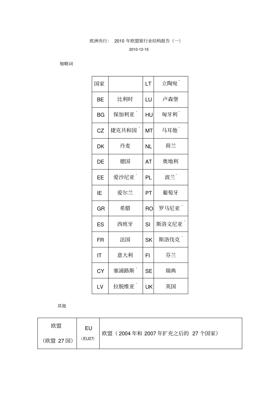 欧洲央行：年欧盟银行业结构报告一_第1页