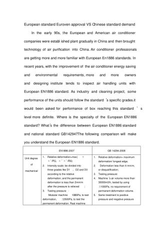 欧洲标准Eurovent认证VS国标要求翻译