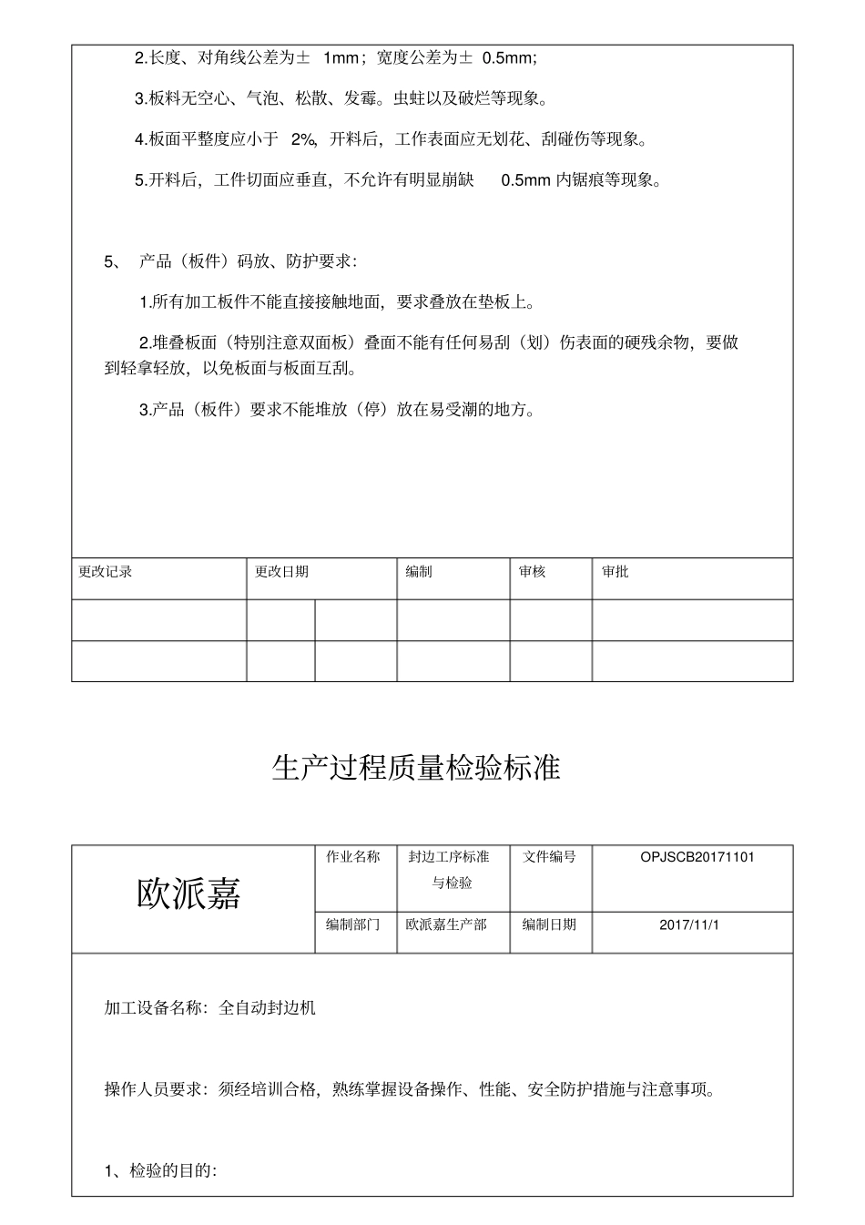欧派嘉板式家具生产过程质量检验标准_第2页