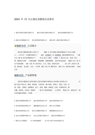 止湖北服装排名