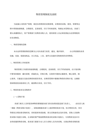 正式版物资管理制度及流程