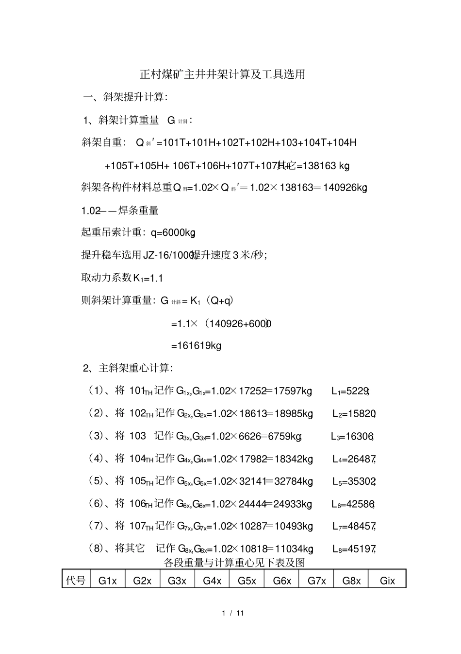 正村煤矿副井井井架计算及工具选用_第1页