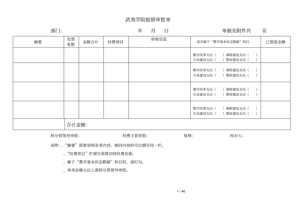 武夷学院报销审批单_第1页