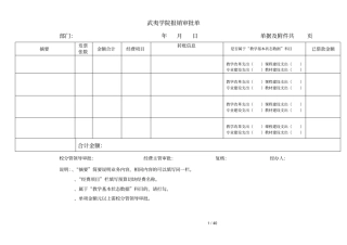 武夷学院报销审批单