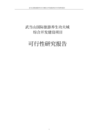 武当山国际旅游养生功夫城综合开发项目可行性研究报告