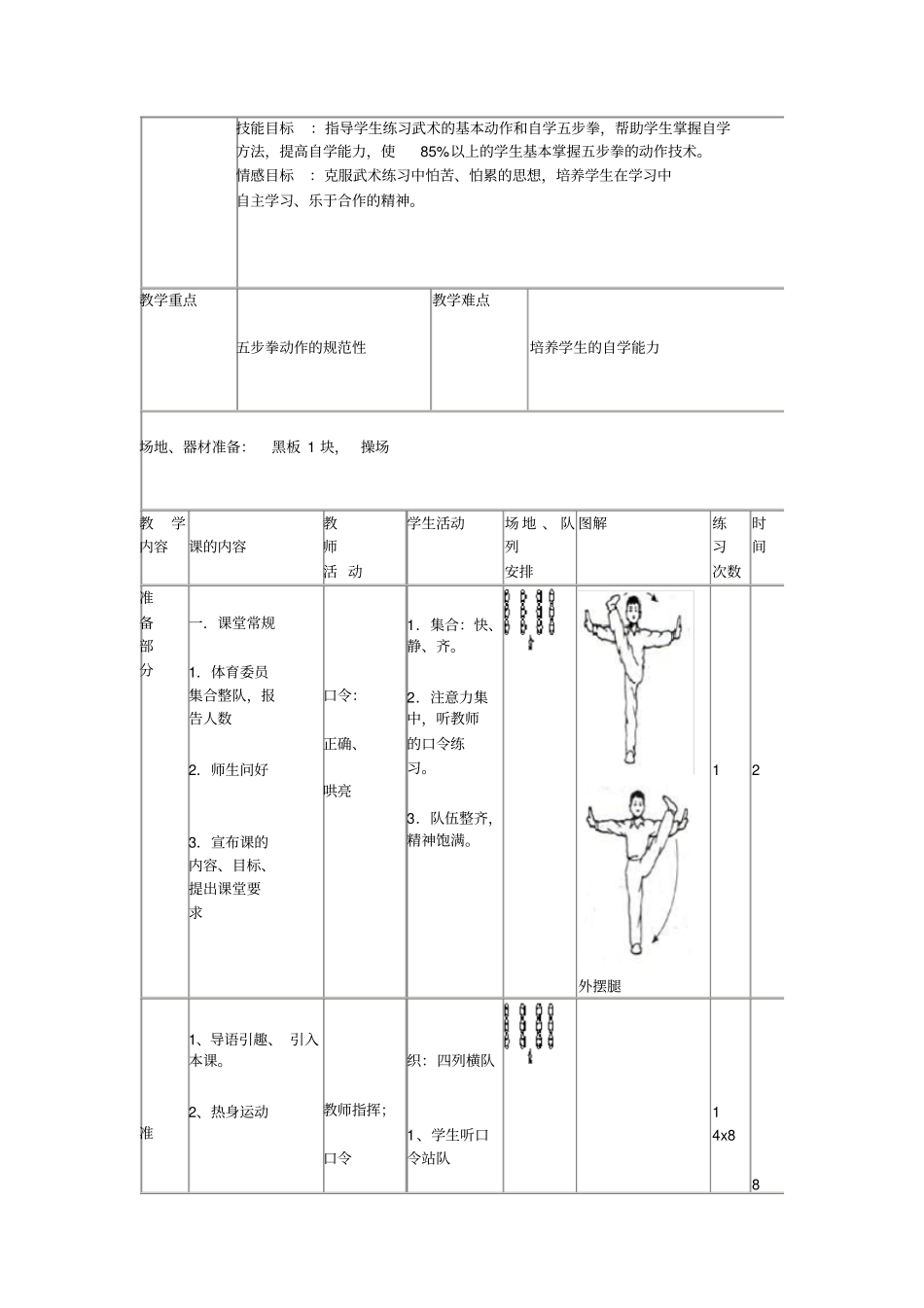 武术——五步拳教学设计分析_第2页