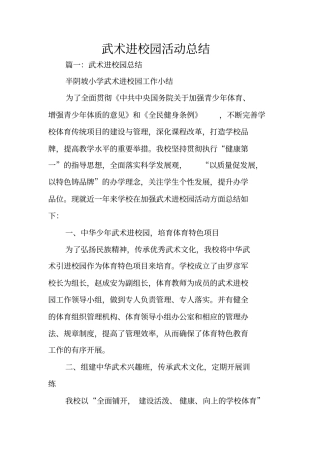 武术进校园活动总结