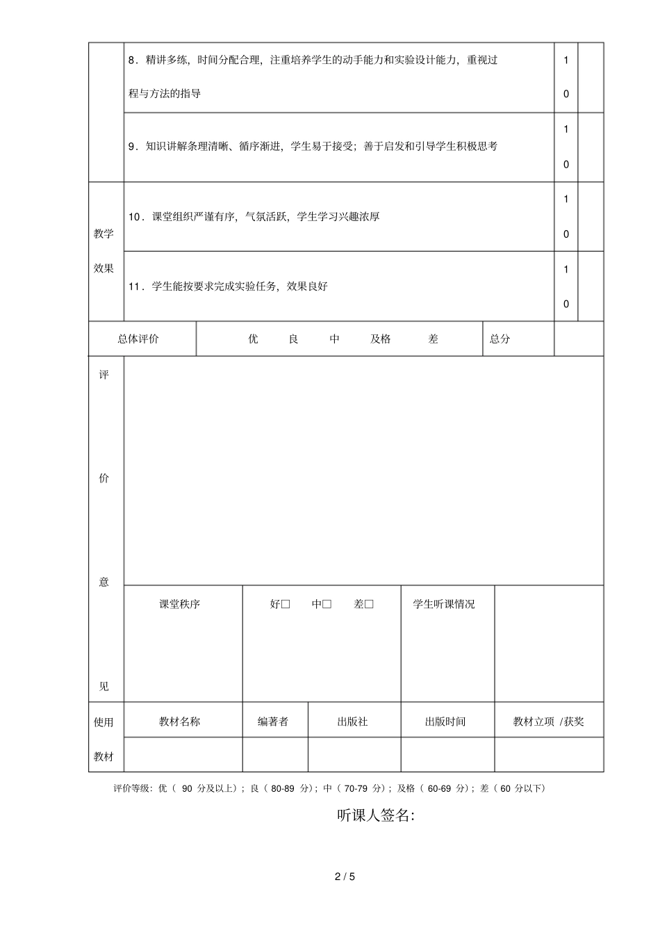 武汉传媒学院听课记录表_第2页