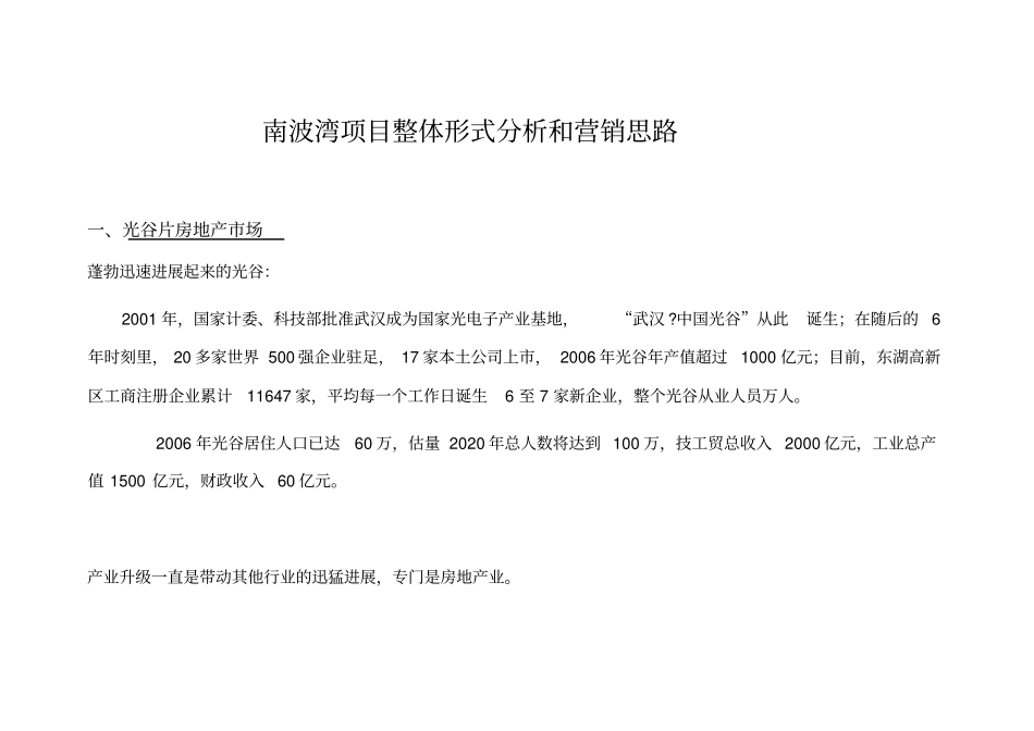 武汉光谷南波湾项目整体形式分析和营销思路_第2页