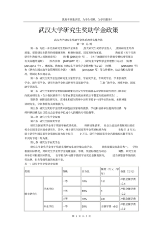 武汉大学研究生奖助学金政策