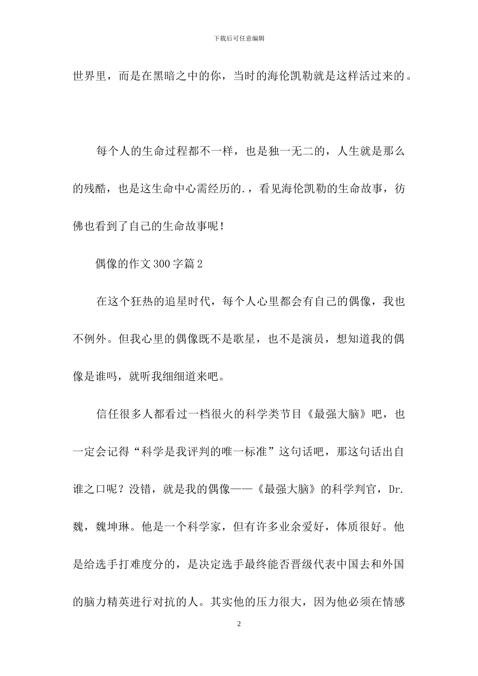 偶像的作文300字3篇_第2页