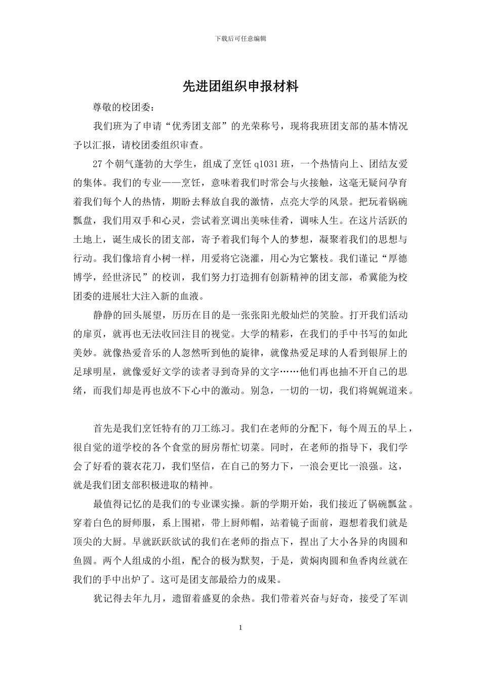 先进团组织申报材料_第1页