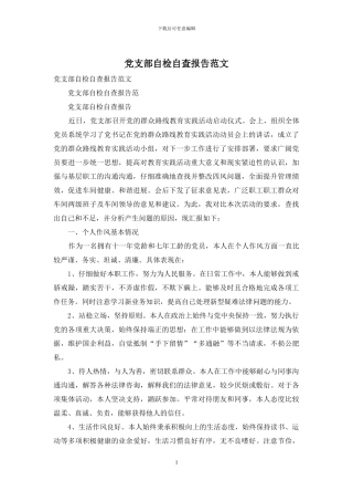 党支部自检自查报告范文