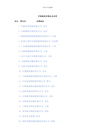 全国物流公司排名
