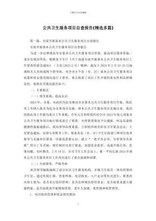 公共卫生服务项目自查报告