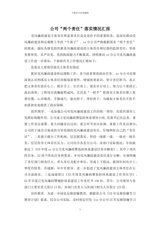 公司“两个责任”落实情况汇报